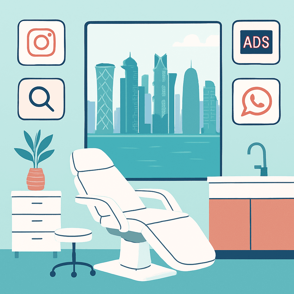 Aesthetic clinic marketing Qatar growth system for clinics in Doha connecting Instagram, TikTok, SEO, ads, WhatsApp and CRM