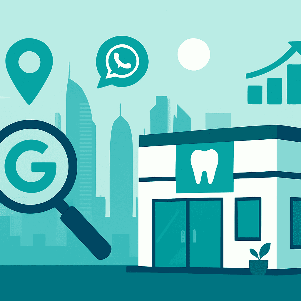 Dental marketing Qatar growth system for clinics in Doha connecting SEO, Google Maps, ads, WhatsApp and CRM