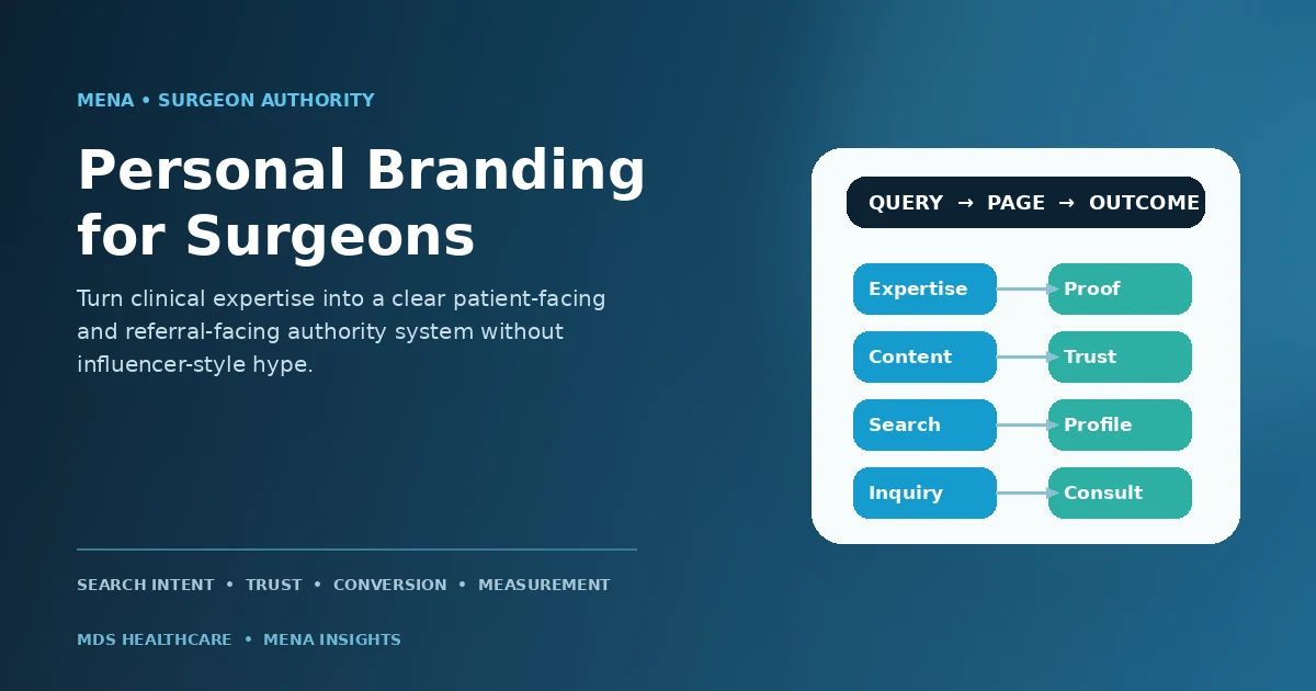 Personal branding for surgeons in MENA connecting expertise proof education search visibility and consultation