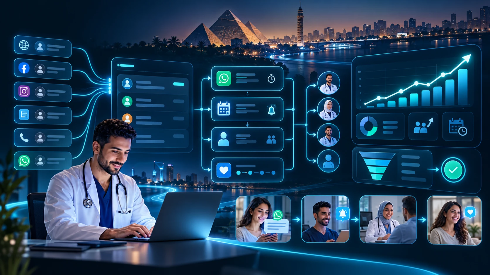 Healthcare marketing automation in Egypt connecting inquiries CRM follow-up and bookings
